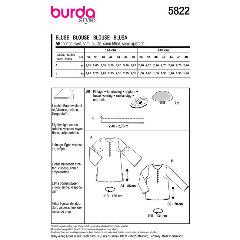 Blusa | Burda 5822 | 36-48,  image number 9
