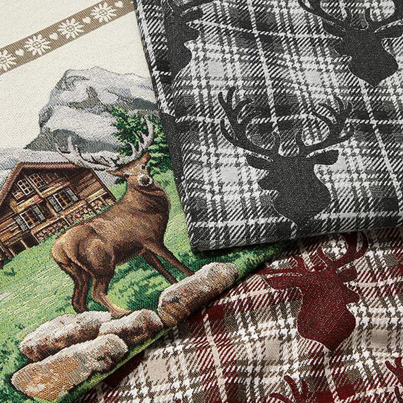 Panel decorativo Tapiz Refugio de montaña y ciervos – marrón/verde,  image number 5