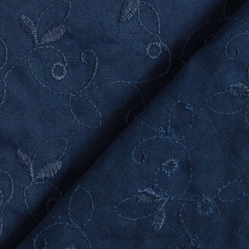 Tela de gabardina elástica con zarcillos – azul marino,  image number 4