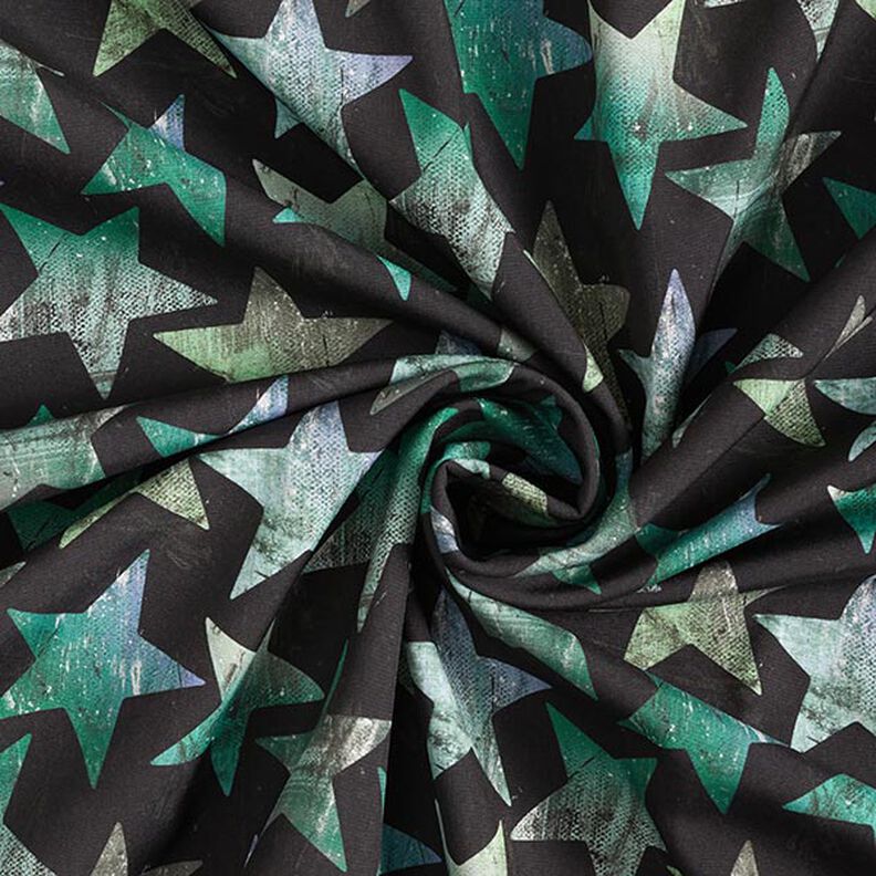 Tejido Softshell Estrellas – negro/verde,  image number 3