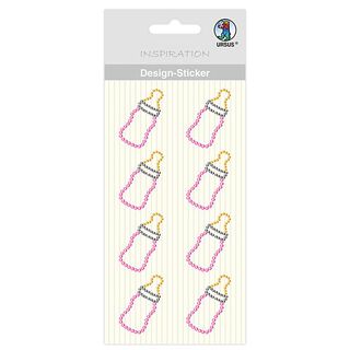 Pegatina con diseño Biberón para niña [ 8 Unidad ] – rosa/amarillo, 