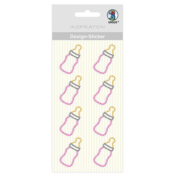 Pegatina con diseño Biberón para niña [ 8 Unidad ] – rosa/amarillo,  image number 1