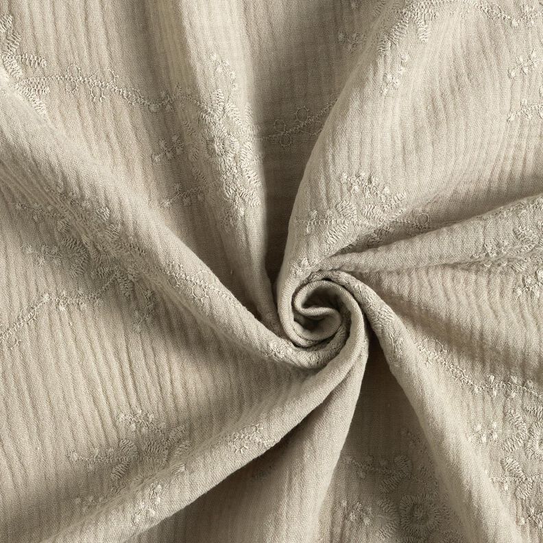 Muselina/doble arruga Zarcillo floral tono sobre tono – gris seda,  image number 3