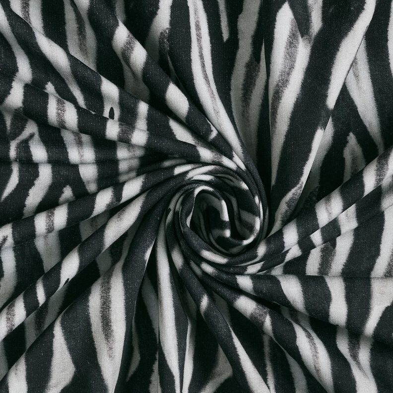 Felpa francesa con estampado digital de cebra cepillada – negro/plateado,  image number 3