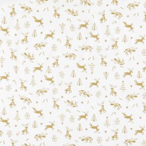 Tela de algodón Cretona Renos y estrellas – marfil/dorado, 