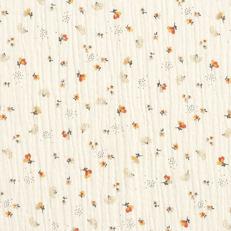 Muselina/doble arruga Flores y erizos – blanco lana,  image number 1