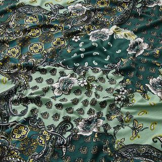 Tela de jersey de viscosa Expresivo patrón de cachemira – verde | Retazo 50cm, 