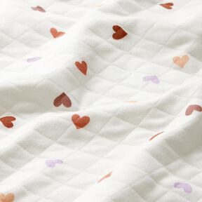 Tela de doble cara Tela de jersey Corazones de colores – marfil, 