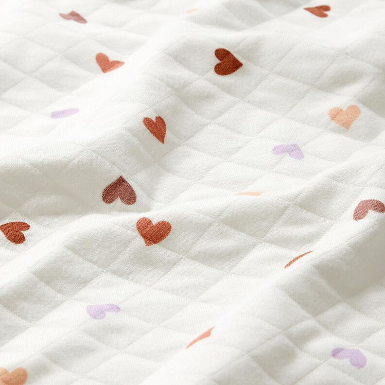 Tela de doble cara Tela de jersey Corazones de colores – marfil,  image number 2