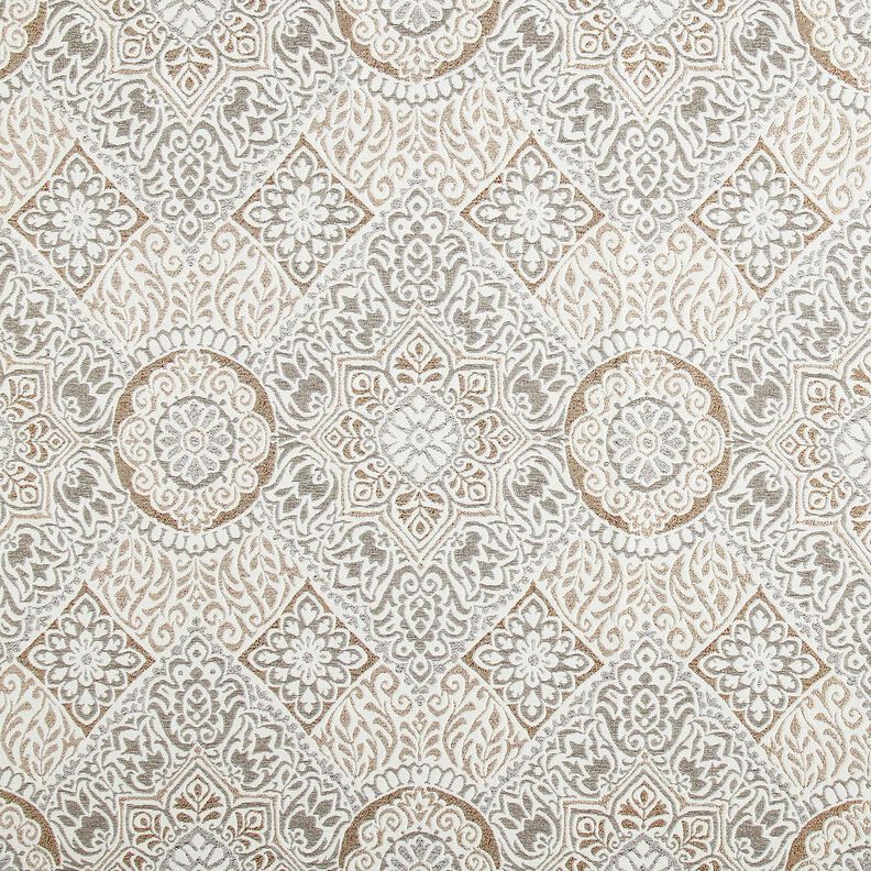 Tela decorativa Jacquard Azulejos elegantes – anémona/beige claro,  image number 1