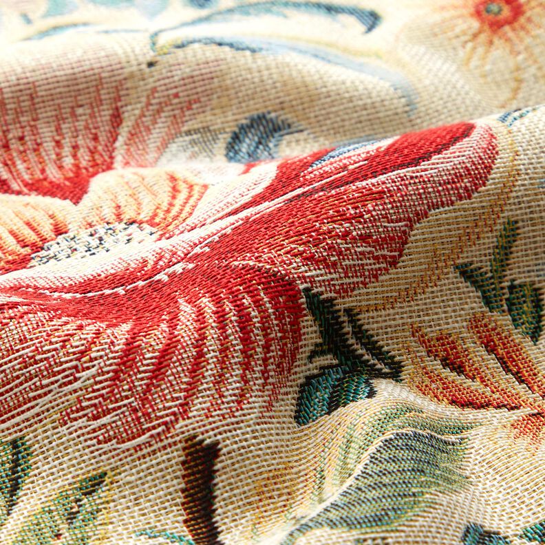 Tela decorativa Tapiz Flores de ensueño – beige claro/rojo,  image number 2
