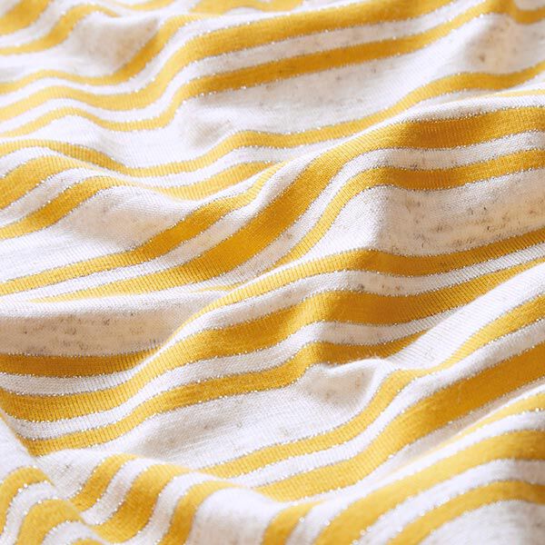 Tela de jersey de viscosa Rayas brillantes irregulares – blanco lana/amarillo sol,  image number 2