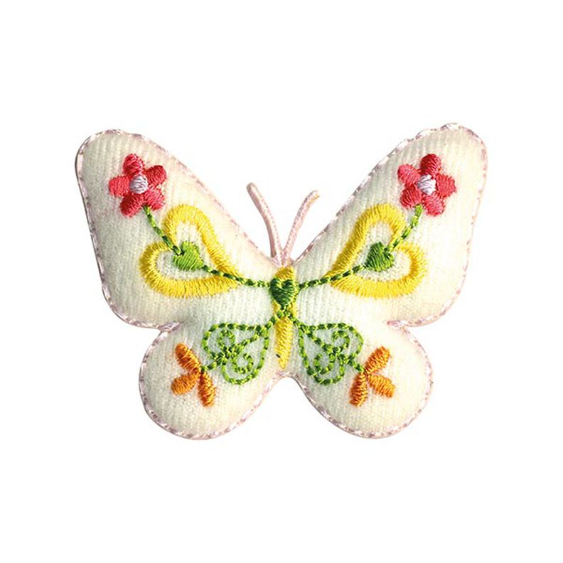 Parche Mariposa [ 4,5 x 5,5 cm ] – blanco lana/amarillo,  image number 1