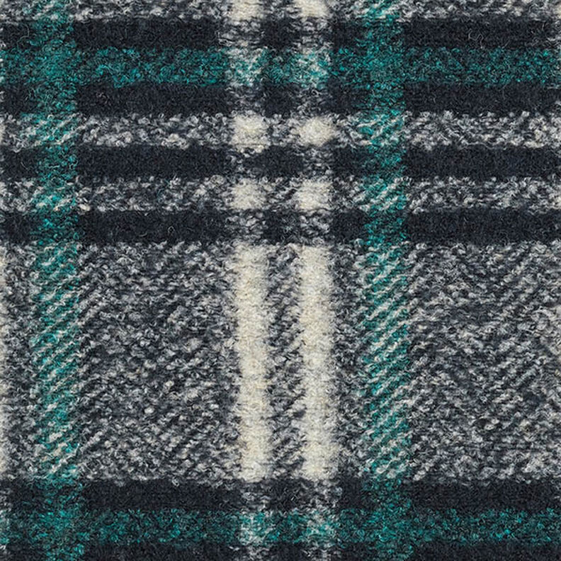 Tela de abrigo de punto mezcla lana a cuadros grandes – azul noche,  image number 1