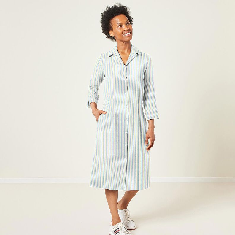 Tela Seersucker Algodón Mezcla de rayas – blanco,  image number 6