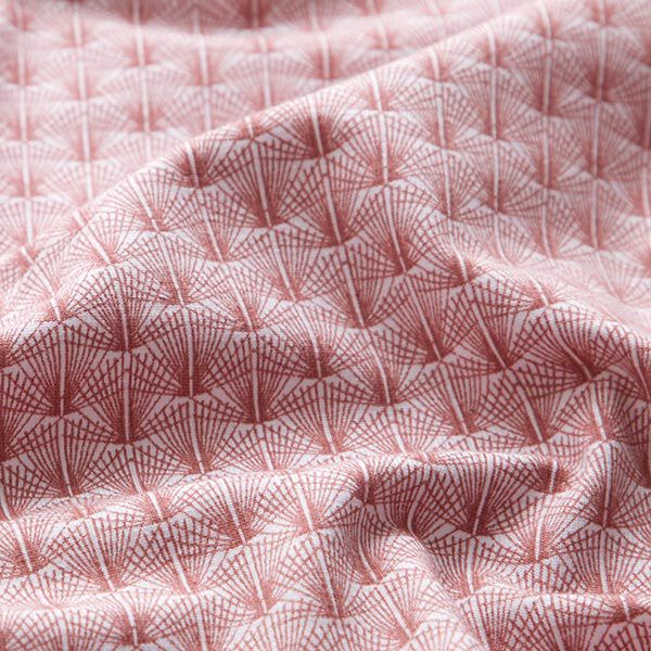 Tela de jersey de algodón Patrón de abanico – blanco/rosa antiguo – Muestra,  image number 2
