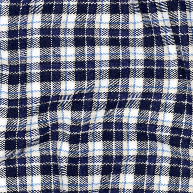 Franela de algodón Cuadrados pequeños – azul marino/blanco lana,  image number 2