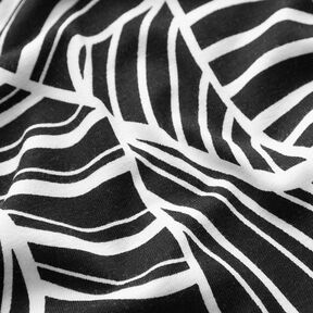 Tela de jersey de viscosa hojas abstractas – negro/blanco, 