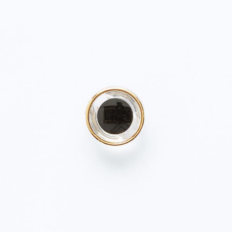 Botón con ojal y borde dorado [ Ø 11 mm ] – negro/dorado,  image number 1