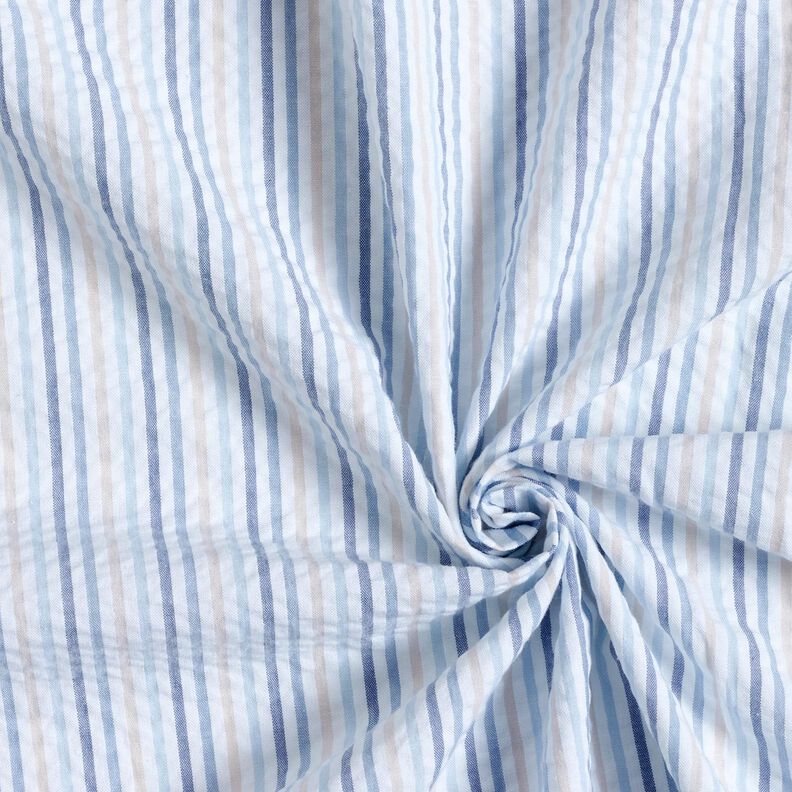 Tela Seersucker Algodón Mezcla de rayas – azul/blanco,  image number 3