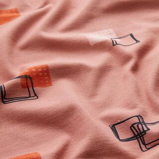 GOTS Tela de jersey de algodón Cuadriláteros | Tula – rosa antiguo, 