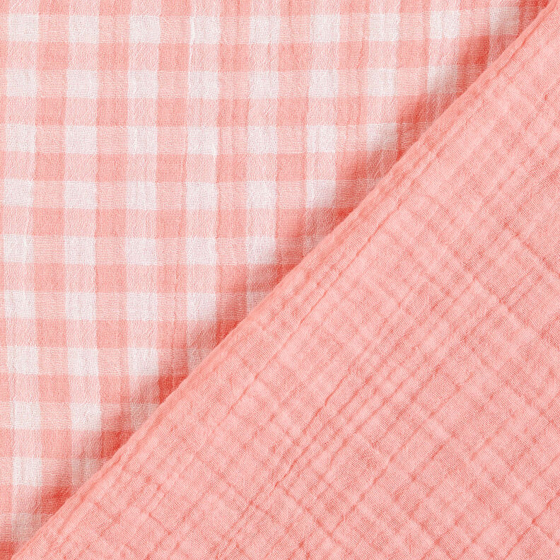 Muselina/doble arruga Hilo de cuadrados Vichy teñidos – rosa antiguo/blanco,  image number 1