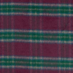 Tela para abrigos Mezcla de lana Cuadros cepillados – merlot/abeto azul, 