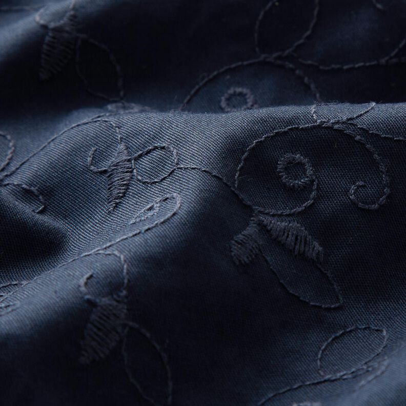 Tela de gabardina elástica con zarcillos – azul marino,  image number 2