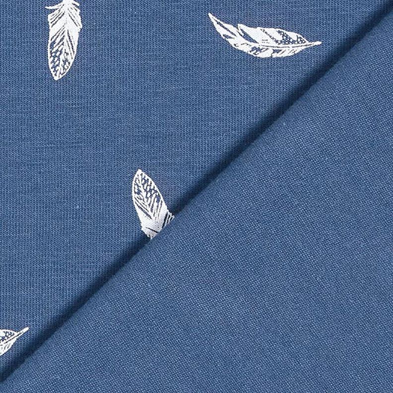 Tela de jersey de algodón Plumas – azul vaquero,  image number 4