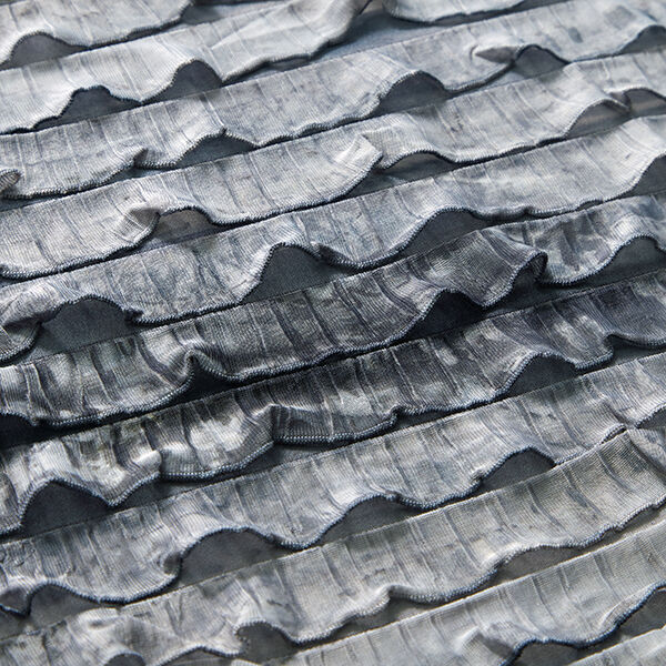 Jersey batik con volantes y rayas horizontales – gris claro,  image number 2