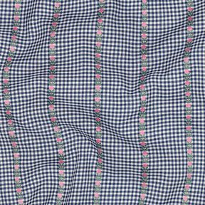 Tela de algodón Jacquard Cuadros y flores – azul océano/blanco, 