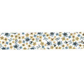 Cinta al biés flores pequeñas [20 mm] – azul marino, 