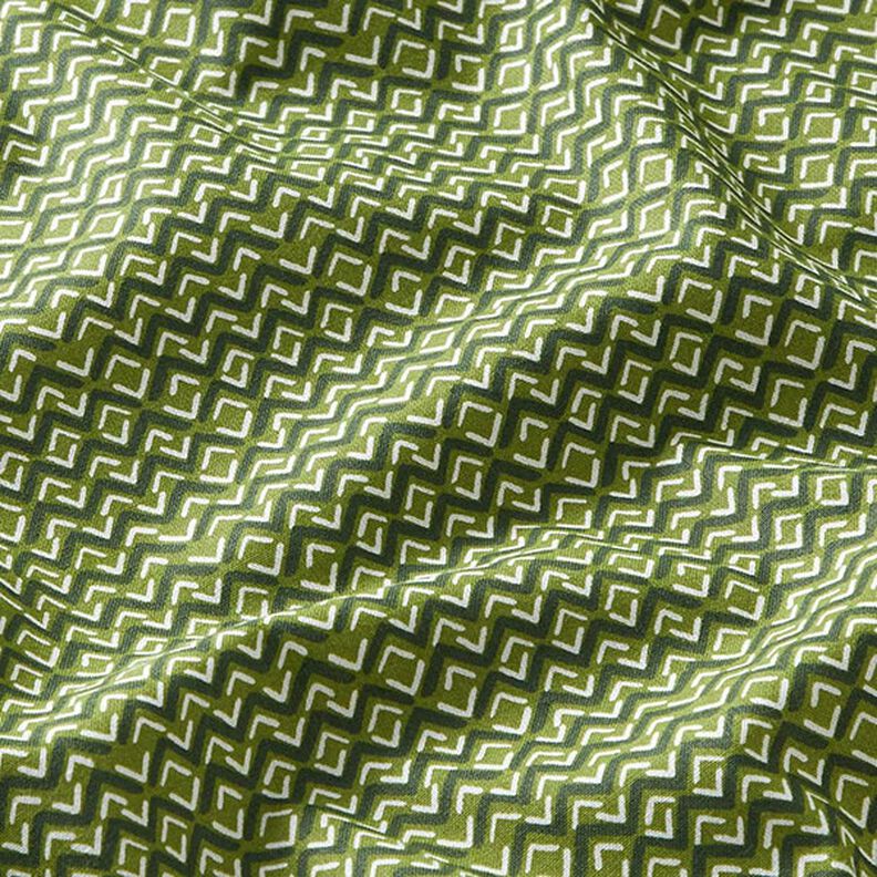 Tela de algodón Cretona Zigzag étnico – verde,  image number 2
