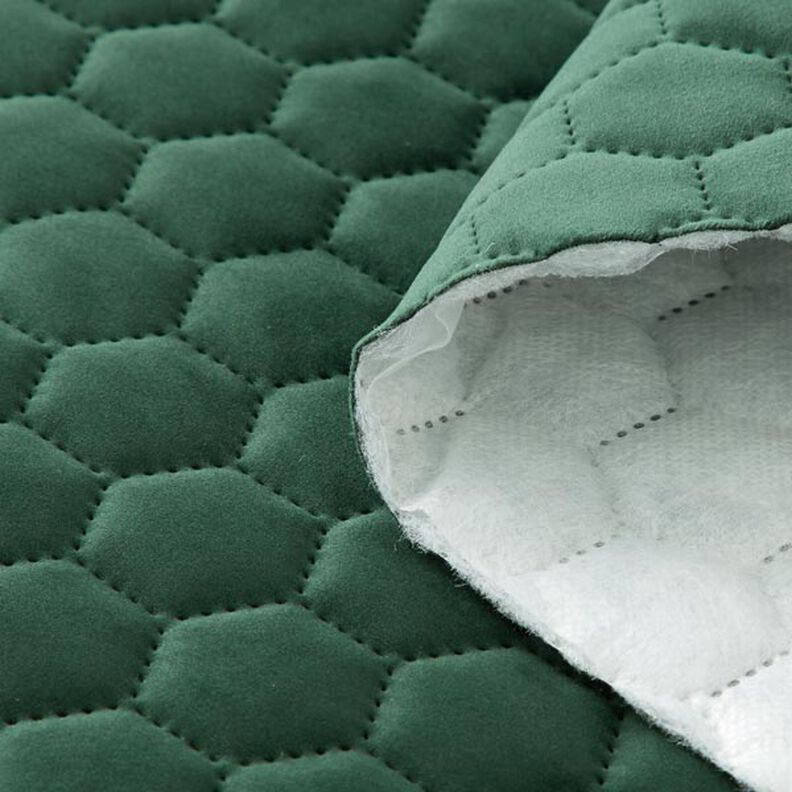 Tela de tapicería Terciopelo acolchado en diseño de panal – verde oscuro,  image number 3