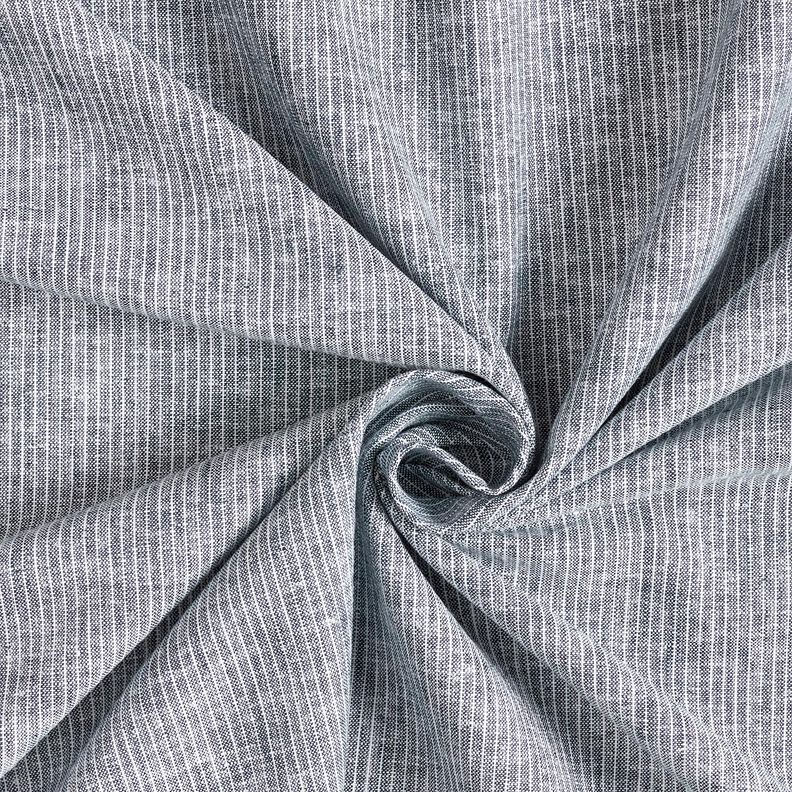 Mezcla de lino y algodón Rayas estrechas – azul noche/blanco,  image number 3