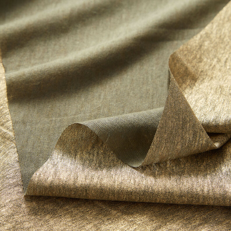 Jersey de lino melange brillante – caqui/oro metalizado,  image number 6