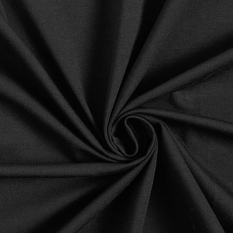 Tela de jersey de algodón Uni mediano – negro,  image number 1