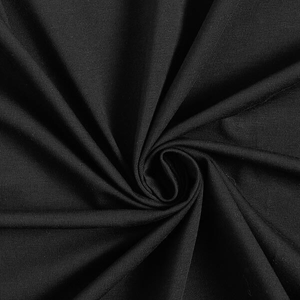 Tela de jersey de algodón Uni mediano – negro,  image number 1