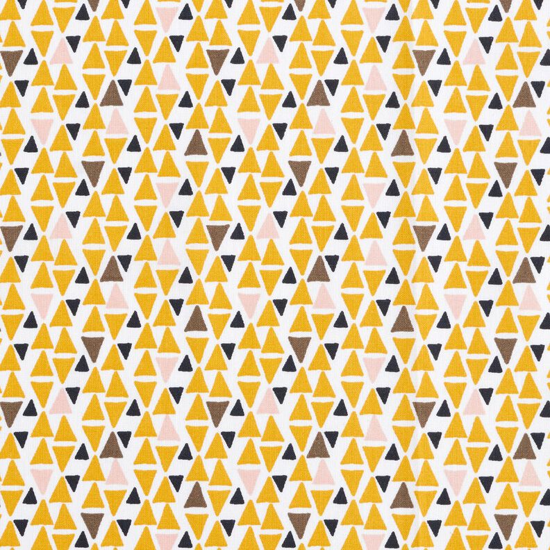 Tela de algodón Cretona triángulos mini – rosa oscuro/amarillo curry,  image number 1
