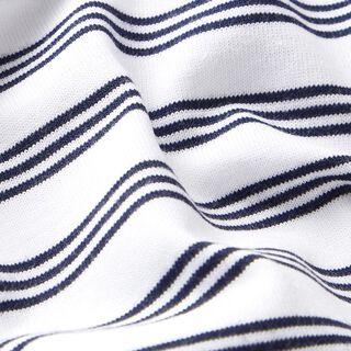Tela de jersey de algodón Rayas irregulares – blanco/azul marino, 