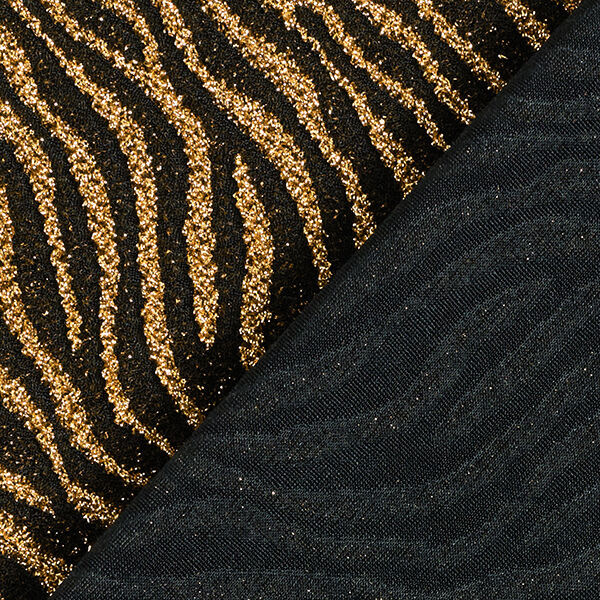 Tela de jersey lúrex Patrón de cebra – negro/oro antiguo,  image number 4
