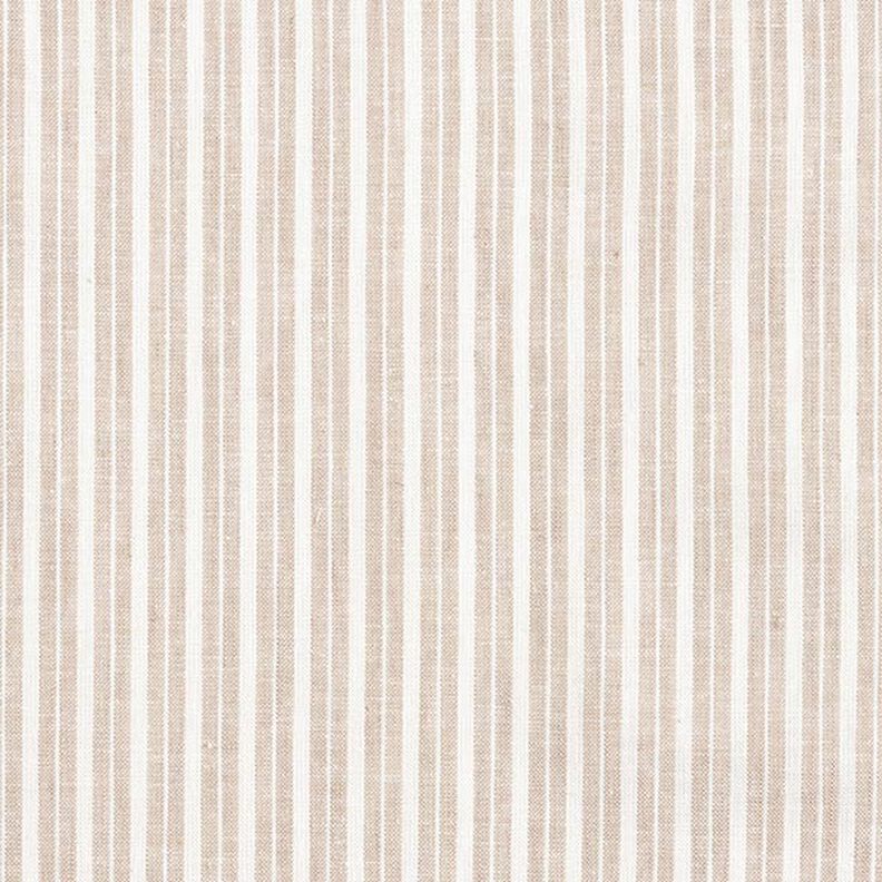 Mezcla de lino y algodón Rayas anchas – beige/blanco lana,  image number 1
