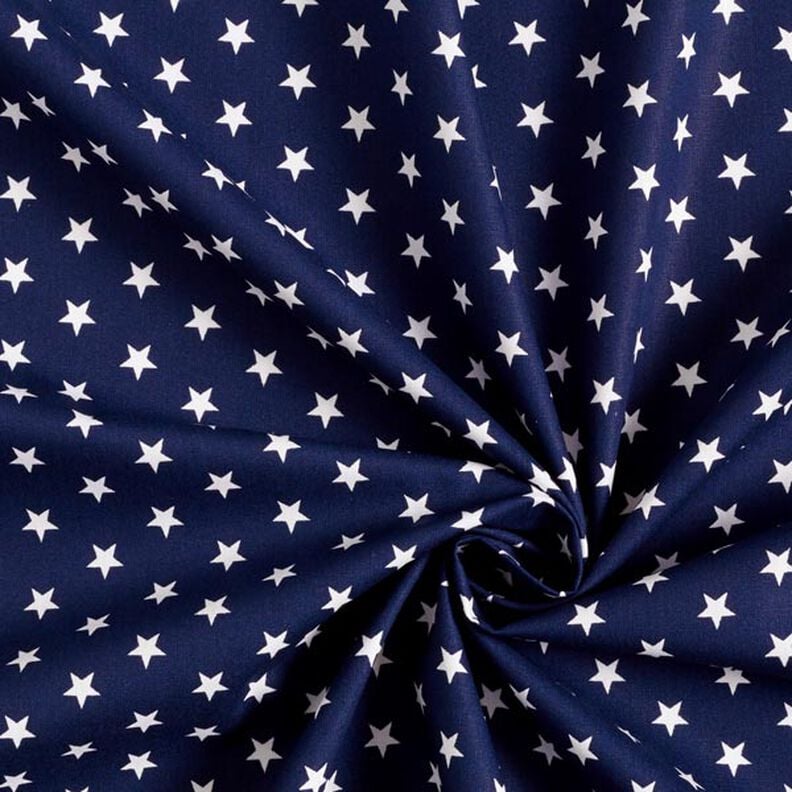 Popelina de algodón estrellas medianas – azul marino/blanco,  image number 5
