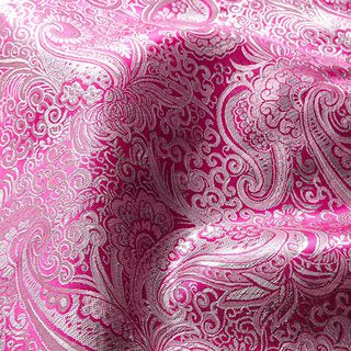 Jacquard metálico Paisley – rosa intenso/plateado, 