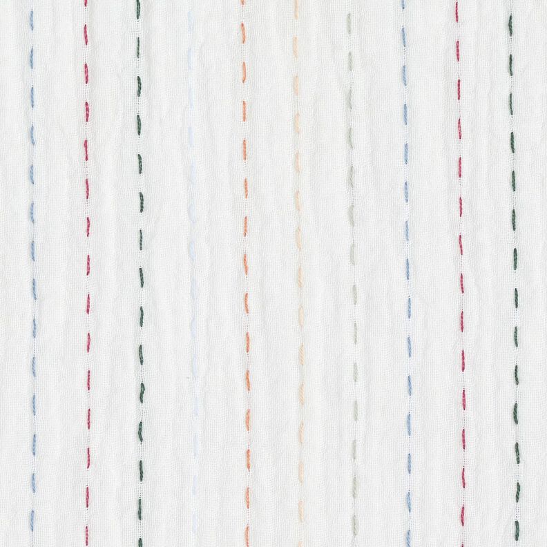 Muselina/doble arruga Telas a rayas de colores – blanco lana,  image number 1