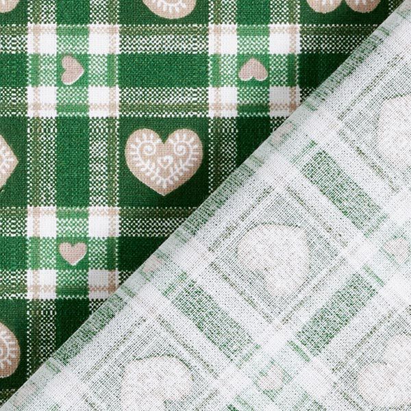 Tela de algodón Cretona Cuadros Vichy y corazones – verde – Muestra,  image number 4