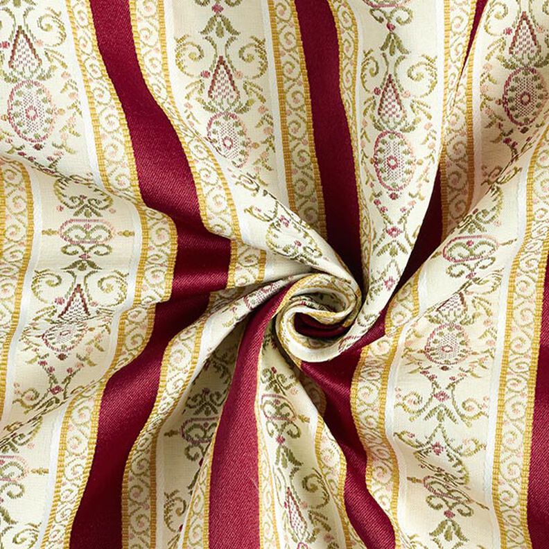 Tela de tapicería jacquard Rayas Biedermeier – crema/rojo,  image number 4