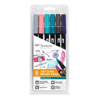 ABT Dual Brush Pen acuarela Colores vintage Conjunto [ 6 Unidad ] | Tombow, 