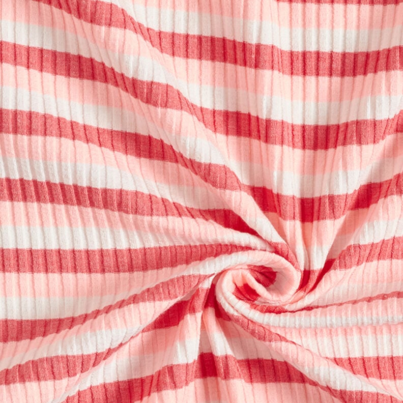 Punto canelado rayas horizontales – rosa oscuro/langosta,  image number 3