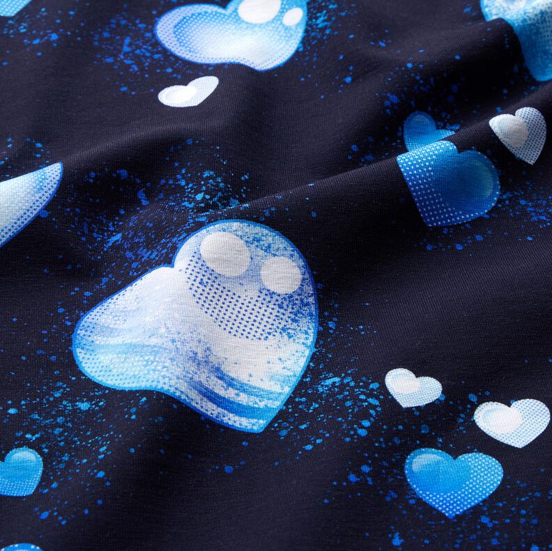 Tela de jersey de algodón Corazones azules | Glitzerpüppi – azul marino,  image number 1